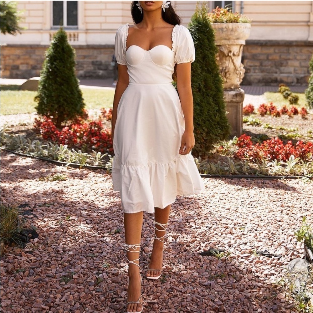 Alamour the Label Katina Dress in White Cotton Poplin Size Small / S